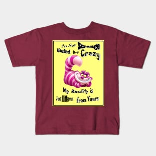 Alice in Wonderland Cheshire Cat Quote Pictures Print Kids T-Shirt